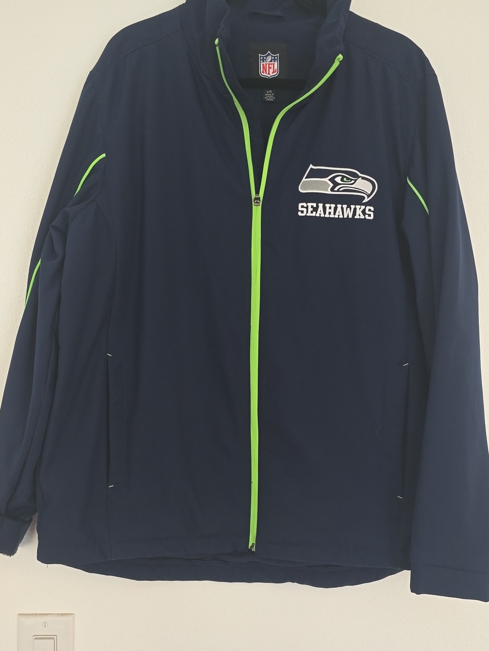 NFL Seattle Seahawks Navy Jacket with Lime Trim